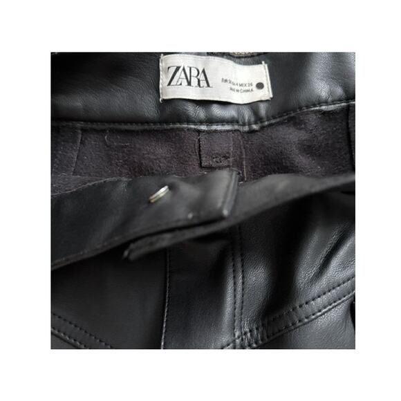 NWOT Zara High Rise Black Faux Leather Pants Size 4 - Picture 5 of 5